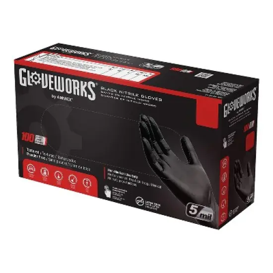 GlovePlus Powder Free Black Nitrile Gloves Medium 100/Box GPNB44100 image {5}
