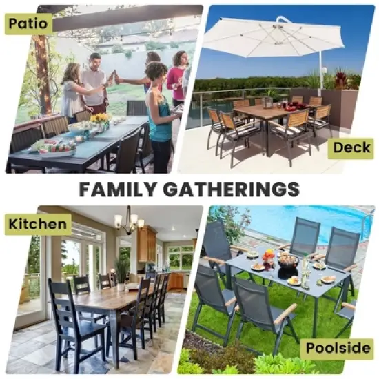 Crestlive Products 4-6 Person Aluminum Outdoor Dining Table - Rectangular Expandable Dining Table Waterproof Rust-Proof Adjustable Table All Weather image {4}