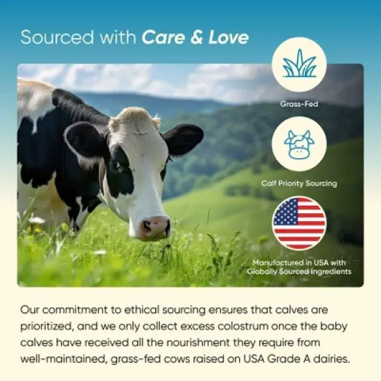 Sandhu's Grass Fed Bovine Colostrum Powder For Women & Men | 65 Servings High IgG Supplement For Immune & Gut Health Support image {5}