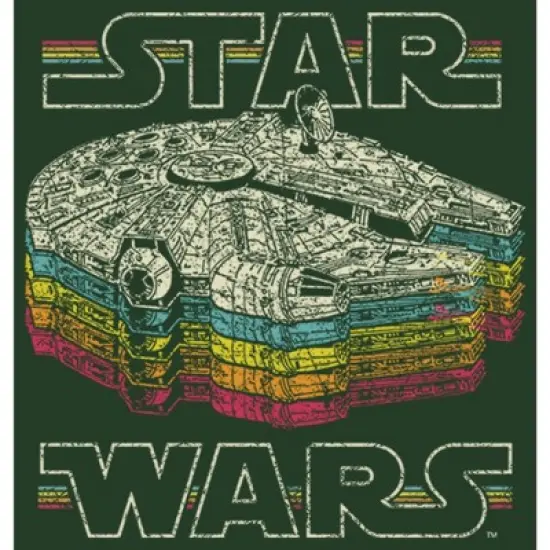 Junior's Star Wars: Episode IV - A New Hope Millennium Falcon Retro Rainbow Stack Festival Muscle Tee image {1}