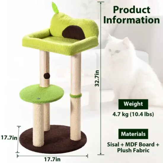 SUGIFT Multi-Level Cat Tree with Sisal Scratching Posts, Plush Perch, Bouncy Ball and Sturdy Base image {6}