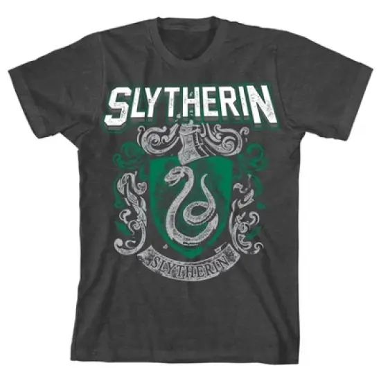 Harry Potter Slytherin Crest Boy's Charcoal Heather T-shirt image {3}