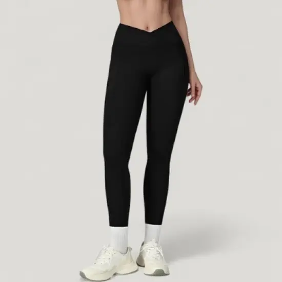 Anna-Kaci Active Women's High Waist Crossover Lounge Leggings with Full Length Slim Fit and Flattering Waistband image {1}