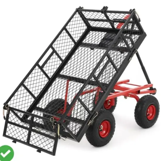 Steel Garden Cart, 880LBS/1400LBS Heavy Duty Garden Dump Cart, Meatl Utility Wagon with Removable Sides & 180&deg; Rotating Handle image {7}