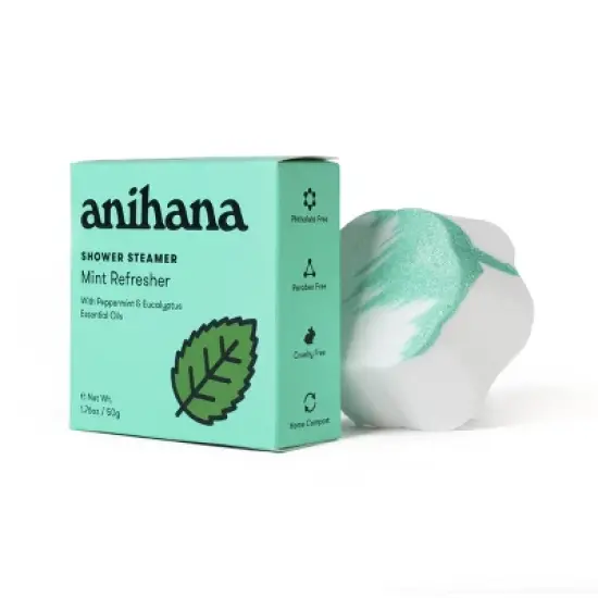 anihana Aromatherapy Essential Oil Mint Refresher Peppermint and Eucalyptus Shower Steamer - 1.76oz image {2}