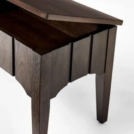 Palma Wood Base Storage Ottoman Dark Brown - Threshold&trade; designed with Studio McGee image {3}