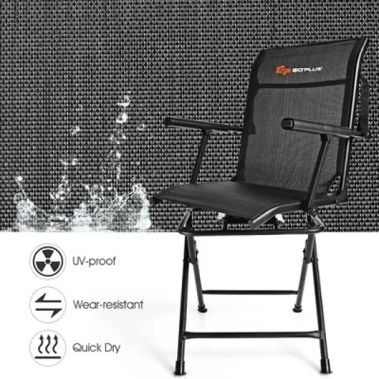 Costway Swivel Hunting Chair Foldable Mesh Chair w/ Armrests for Outdoor Activities image {7}