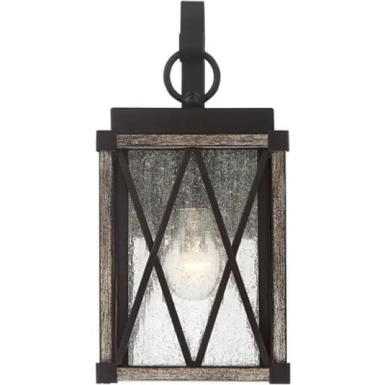 Possini Euro Design Brawley Rustic Industrial Outdoor Wall Light Fixture Bronze Wood Grain 13 1/2" Clear Seedy Glass for Post Exterior Barn Deck House image {3}