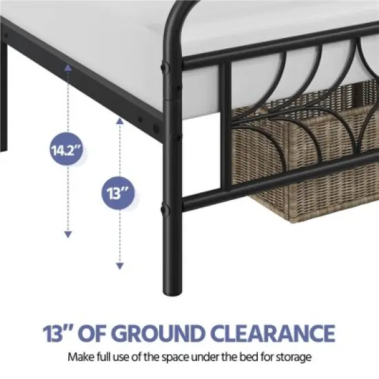 Yaheetech Modern Metal Platform Bed with Headboard image {6}