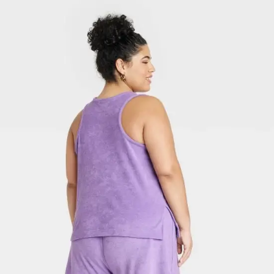 Women's Plus Size Terry Tank Top - A New Day&trade; Purple 2X image {1}