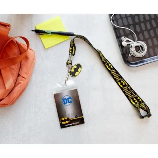 Silver Buffalo DC Comics Batman 22-Inch Lanyard With ID Badge Holder And Logo Charm image {1}