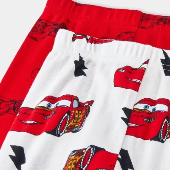 Toddler Boys' 4pc Cars Cotton Long Sleeve Pajama Set - Red/White/Black image {3}