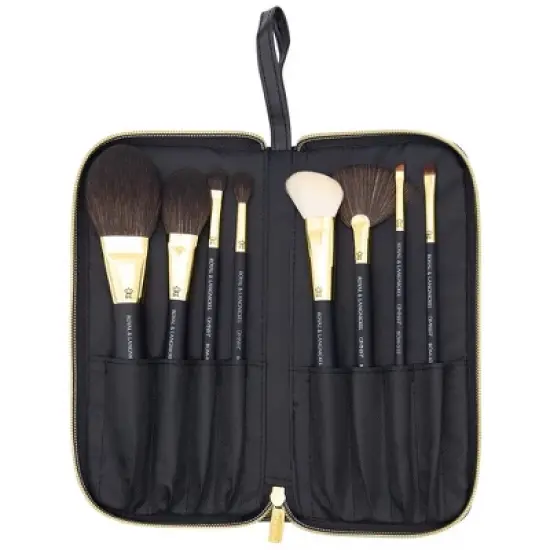 OMNIA Brush Professional 9pc Travel Gold Makeup Brush Set, Includes Zip Case image {4}