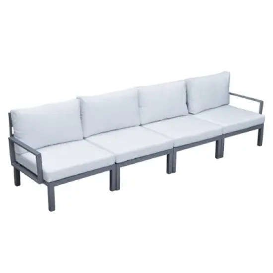 LeisureMod Hamilton Aluminum Patio Armchairs With Cushions Set of 4 image {16}