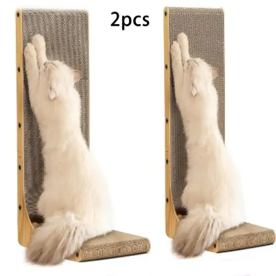 2PCS 23.6" L-Shape Three-dimensional Cat Scratching board, Cat Scratching Post with Ball toy wall Mounted, For Indoor Cats, Large Cat Scratching board image {9}