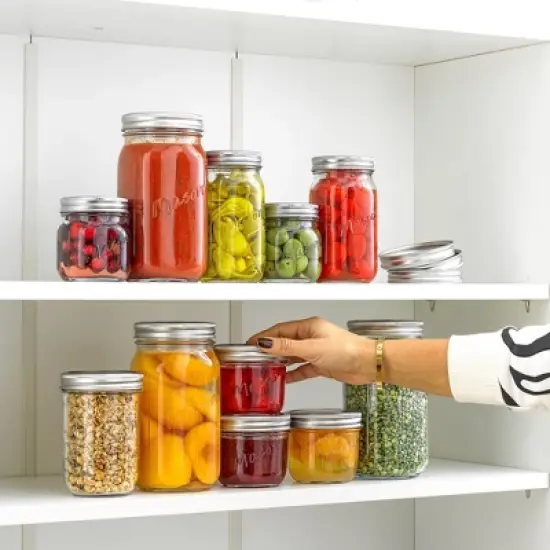 JoyJolt Regular Mason Jars with Airtight Lids, Labels and Measures - 16 oz - Set of 6 image {5}