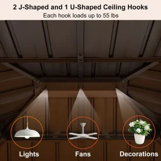 Costway 12 X 10/12 X 12 FT Hardtop Gazebo with  Netting Heavy-Duty Double-Roof Galvanized Metal Top image {6}