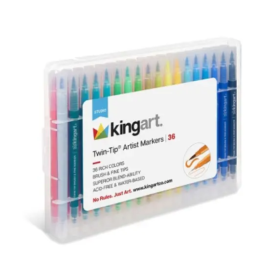 KINGART Twin-Tip Brush & Fine Markers 36 Colors image {6}