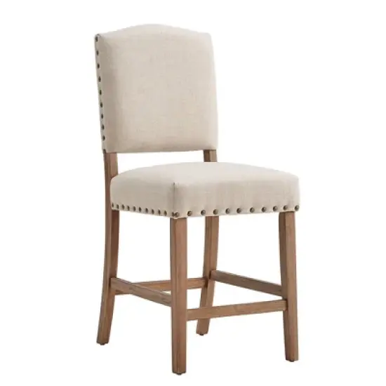 Set of 2 24" Iverson Nailhead Trim Linen Counter Height Barstools - Inspire Q image {6}