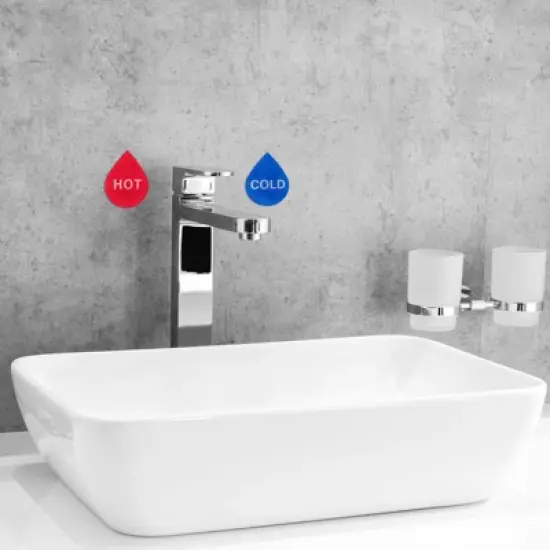 Unique Bargains Acrylic Decor Drop Shape Self Stick Hot/Cold Water Label image {3}