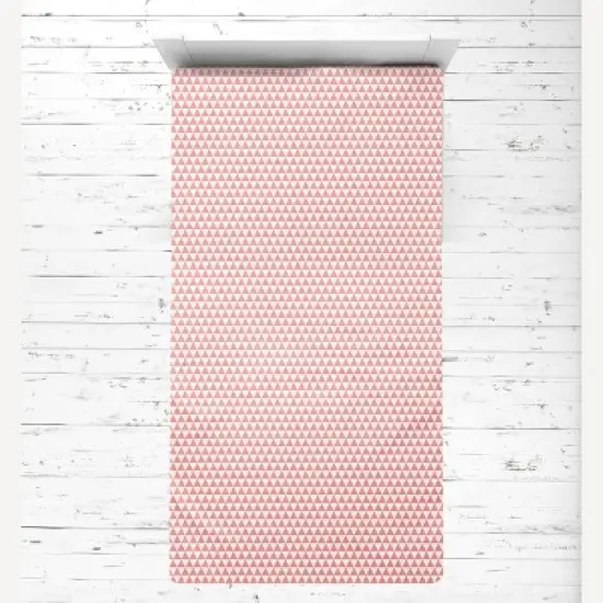 Bacati - Olivia Triangles Coral Muslin 3 pc Toddler Bed Sheet Set image {1}