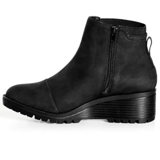 Women's Wide Fit Eden Wedge Ankle Boot - black | EVANS image {3}
