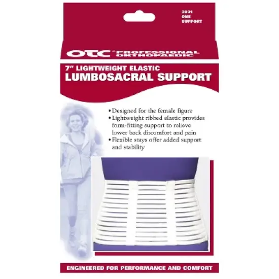 OTC Lumbosacral Support, 7-inch Lower Back, Lightweight Compression, Elastic, White image {3}