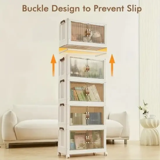 DOMETOUR Two-Layer Foldable Plastic Storage Box, Stackable And Space-Saving, Perfect For Homes, Offices, Closets, And Dorms. image {4}