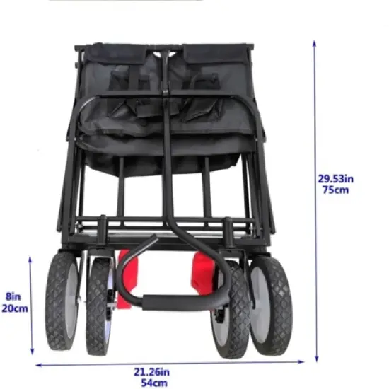 RISOKEYS Collapsible Outdoor Utility Wagon Cart,with Adjustable Handle,Foldable Design & 600D polyester Fabric for Beach, Garden,Shopping image {7}