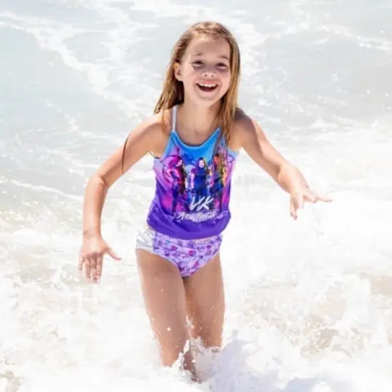 Disney Descendants Mal Evie Uma Girls Tankini Top and Bikini Bottom Swim Set Little Kid to Big Kid image {1}