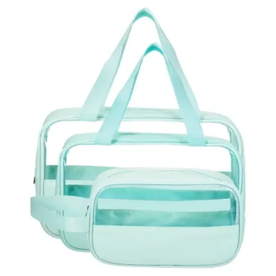 Unique Bargains Women's Durable Transparent Patchwork Makeup Bag 3 Pcs image {6}