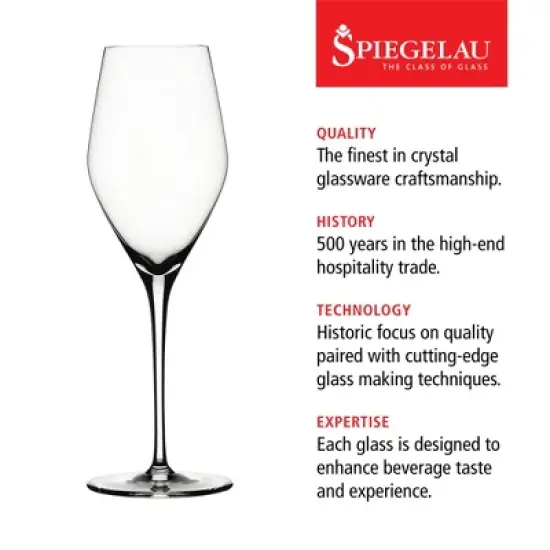 Spiegelau Prosecco Wine Glasses Set of 4 - Crystal, Classic Stemmed, Dishwasher Safe, Professional Quality Wine Glass Gift Set - 9.1 oz, Clear image {3}