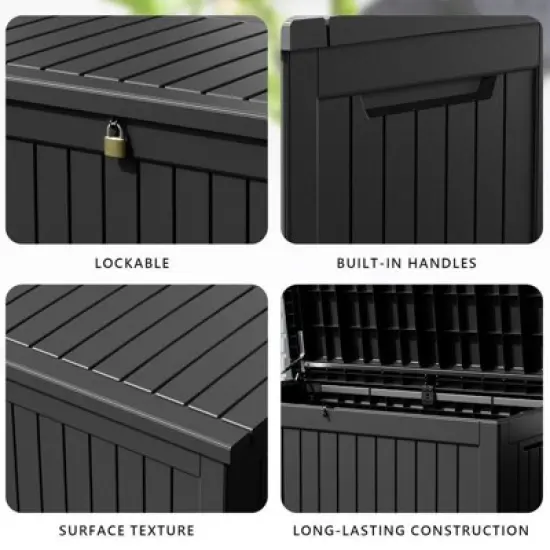 Sersper 230 Gallon Waterproof & UV Resistant Deck Box, Lockable, Black - For Garden Tools & Outdoor Use (4 Pack) image {5}