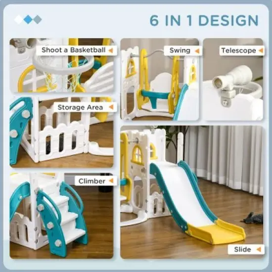 Luupatchy 6 In 1 Toddler Slide And Swing Set image {3}