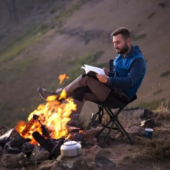 Costway 2 Pack Folding Hunting Stool Lightweight Foldable Outdoor Stool Seat image {3}