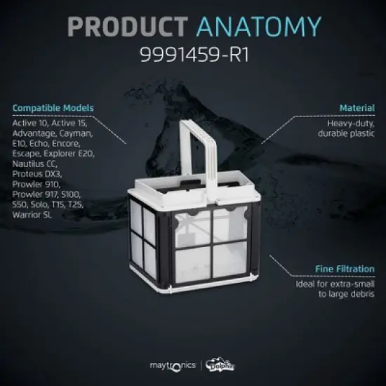 Dolphin Fine Filter Assembly for Nautilus CC, E10, Proteus DX3, Escape, Cayman, S50, S100, Active 10 & 15 Pool Cleaners Replacement image {3}