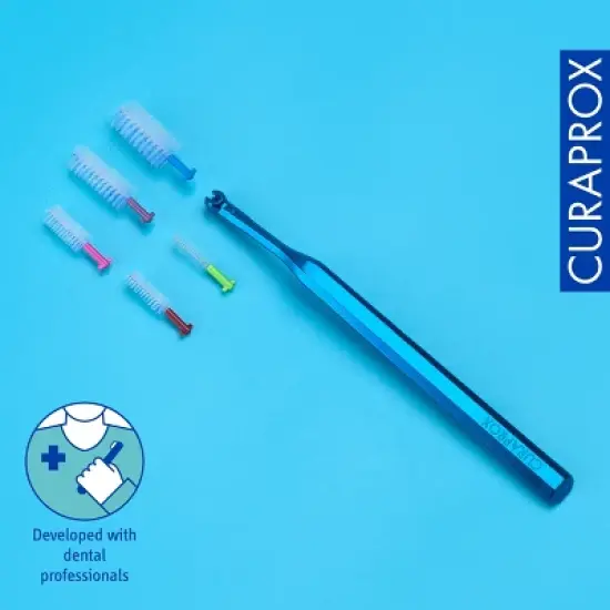 Curaprox UHS 477 Blue Steel Interdental Brush Holder, 1 pc for Precision and Posterior Access image {4}