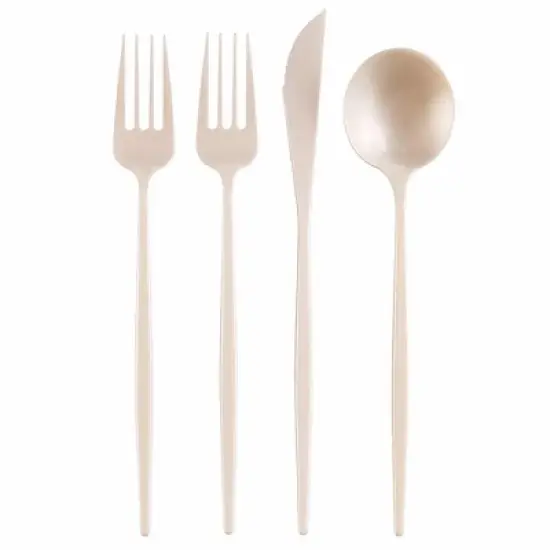 Silver Spoons Modern Disposable Flatware Set, Includes 48 Forks, 24 Spoons and 24 Knives, Opulence Collection image {6}