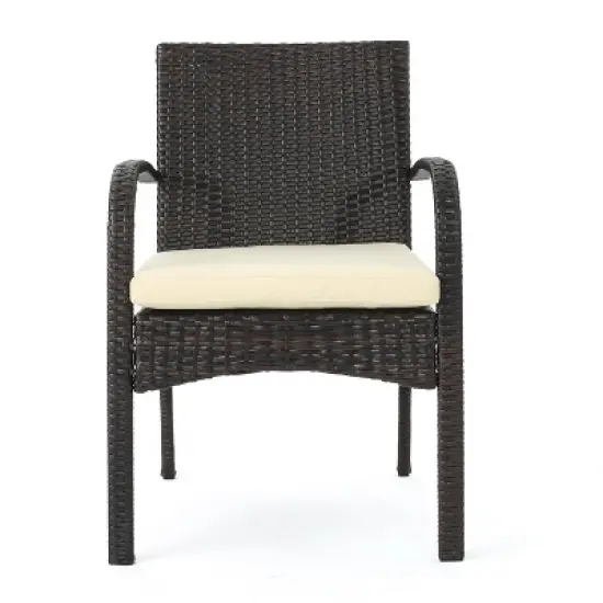 Sapphtopaz Patio Dining Chairs Wicker Outdoor Chair with Thick Cushion, Wicker Back for Garden, Patio, Lawn, Backyard image {4}
