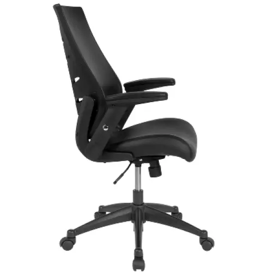 Merrick Lane High-Back Black Faux Leather Executive Swivel Office Chair with Molded Foam Seat and Adjustable Arms image {6}