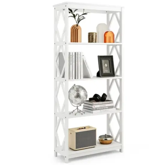 Tangkula 5-Tier Open Bookshelf Bookcase Standing Casual Home Storage Display Rack image {10}