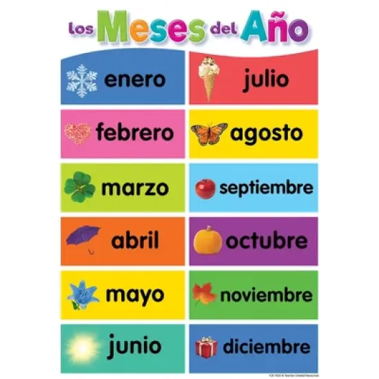 Teacher Created Resources&reg; Spanish Colorful Early Learning Small Poster Pack, 11" x 15-3/4", Pack of 12 image {8}