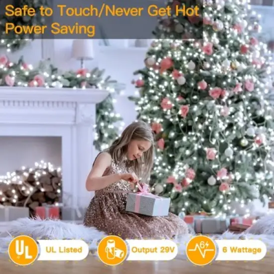 Ollny 800 LED Cool White String Lights (Clear Cable, Plug in, 8 Modes, IP44 Waterproof) image {6}