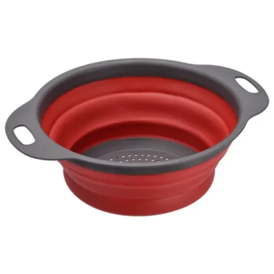 Unique Bargains Collapsible Colander Silicone Round Foldable Strainer with Handle image {8}