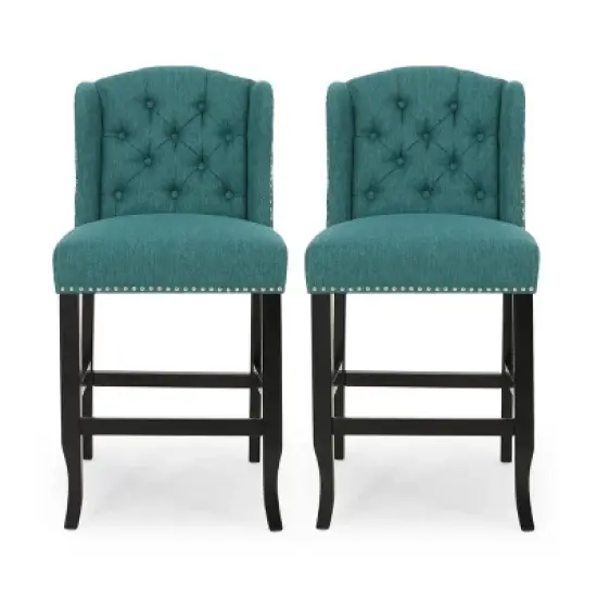 Set of 2 Foxcroft Wingback Counter Height Barstools - Christopher Knight Home image {10}