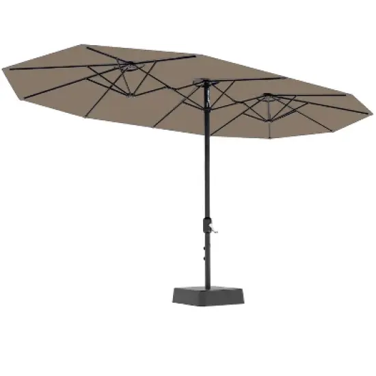 15FT Large Patio Umbrella with Base Included, Oversized Shade for 2-8 People, Double-Sided Rectangle Umbrella, Weighted Base for Pool, Deck, Backyard image {10}
