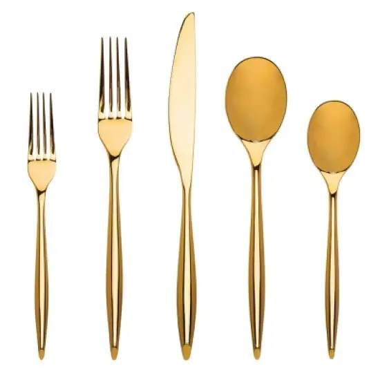 Godinger Silver 20pc Milano Mirrored Stainless Steel Flatware Set Gold: Service for 4, Dishwasher-Safe, 18/10 Stainless Steel image {2}