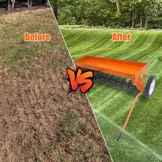 Tow Behind Aerator, 40 Inch Plug Aerator with Universal Hitch, Durable Lawn Aerator Soil Penetrator Tractor with Transport Wheels image {6}