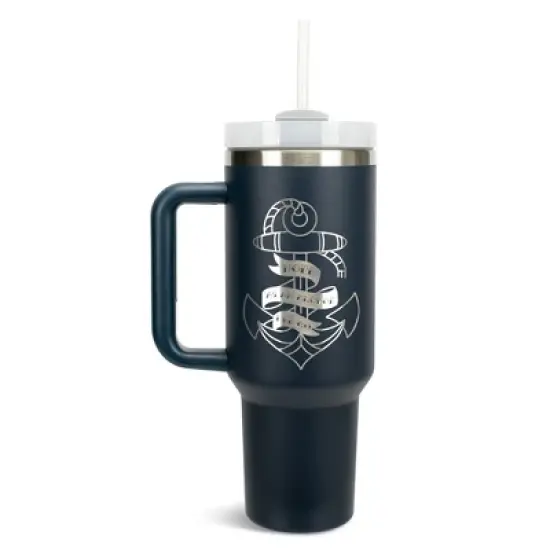 100 North Hope As An Anchor Ship Sailor Tattoo Style Wrap-Around 40 Oz. Stainless Steel Water Bottle Coffee Mug, Spill & Leak Resistant, Travel image {5}