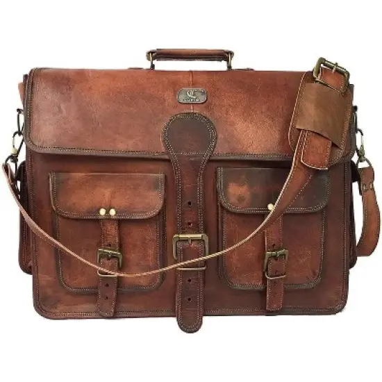 Leather Messenger Bag for Men, 18 Inch Laptop Crossbody, Handmade Leather Shoulder Satchel Bag image {7}